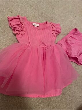 Cat & Jack Hot Pink Tulle Tutu Dress with Ruffled Sleeves